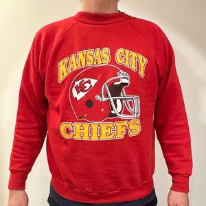 KC Kansas City Chiefs Red Crewneck 80’s Vintage. Great condition, no holes!
